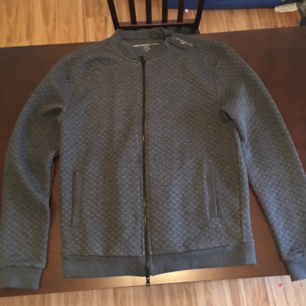 New John Varvatos Luxe Men Medium Grey Waffle Coat